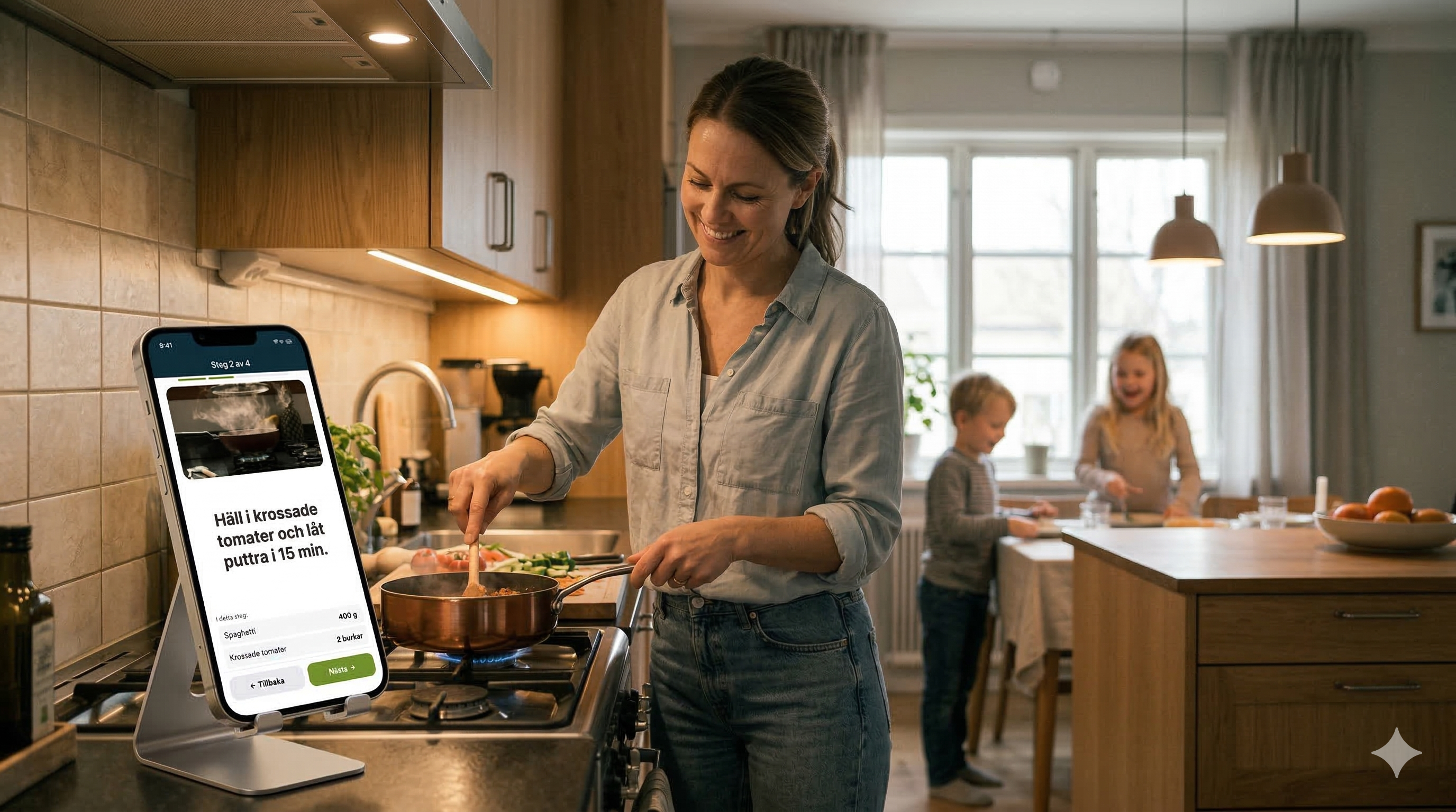 Familj vid middagsbord